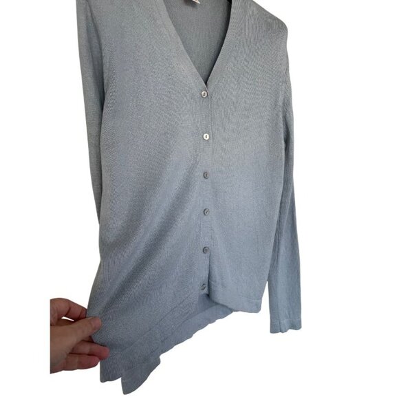 Vintage Brooks Brothers Blue Cardigan Button Down Silk Blend Size M Preppy - Picture 6 of 7